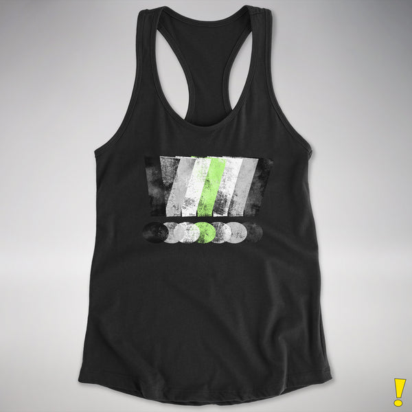 Agender Pride Grunge Exclamation Points Racerback Tank - Black