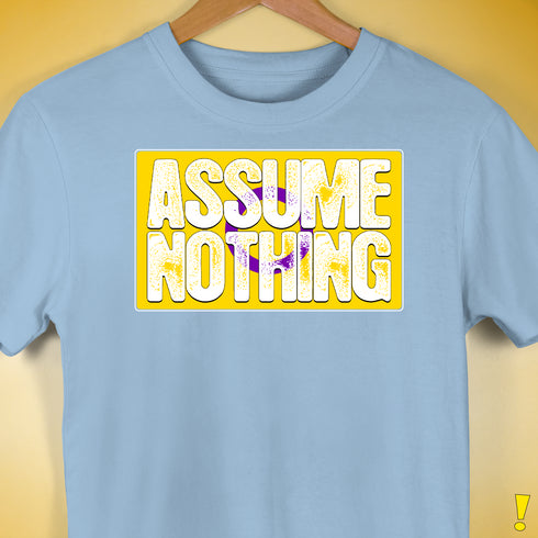Assume Nothing Intersex Pride Flag Premium Unisex T-Shirt - Baby Blue