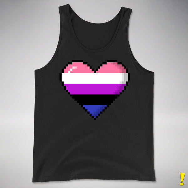 Genderfluid Pride Pixel Heart Premium Tank Top - Black