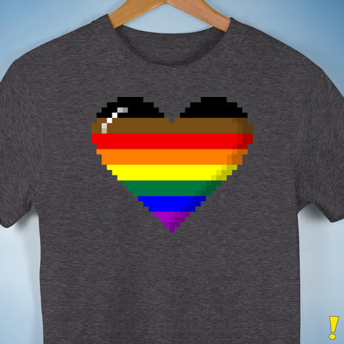 Philly LGBTQ Pride 8-Bit Pixel Heart Premium Unisex T-Shirt - Dark Grey Heather