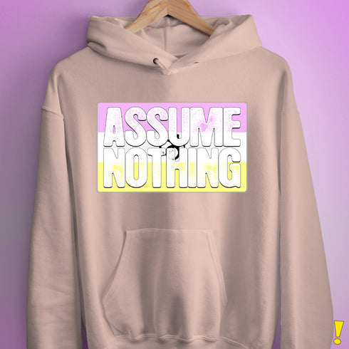Assume Nothing Twink Pride Flag Hoodie - Light Pink