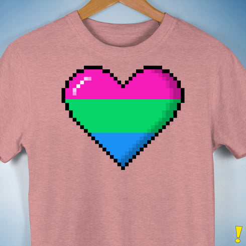 Polysexual Pride 8-Bit Pixel Heart Premium Unisex T-Shirt - Mauve Heather