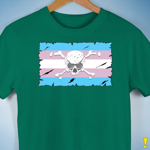 Transgender Pride Pirate Flag Premium Unisex T-Shirt - Kelly Green