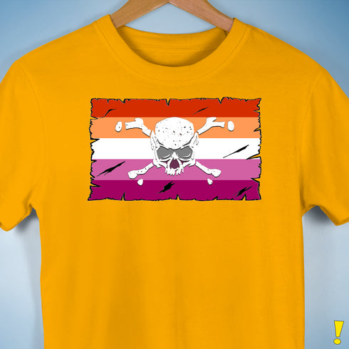 Lesbian Pride Pirate Flag Premium Unisex T-Shirt - Gold
