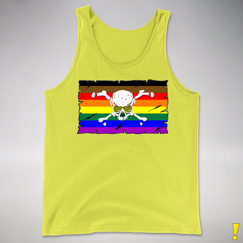 Philly LGBTQ Pride Pirate Flag Premium Tank Top - Neon Yellow