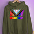 LGBTQ Progress Pride Grunge Exclamation Points Hoodie - Army