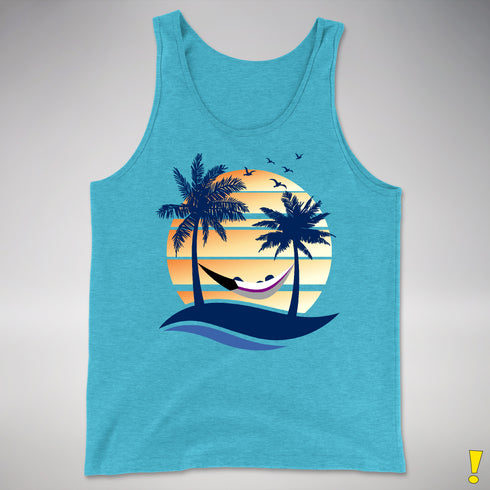 Demisexual Pride Hammock Summer Beach Sunset Premium Tank Top - Aqua Triblend