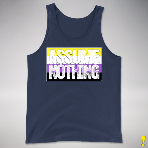 Assume Nothing Nonbinary Pride Flag Premium Tank Top - Navy