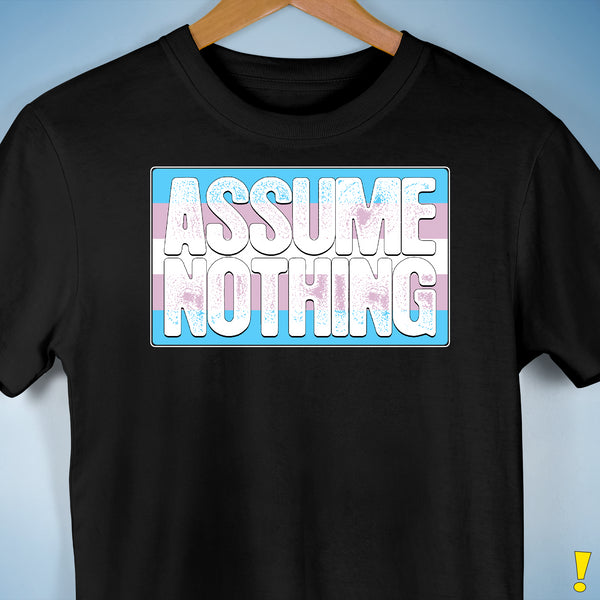 Assume Nothing Transgender Pride Flag Premium Unisex T-Shirt - Black