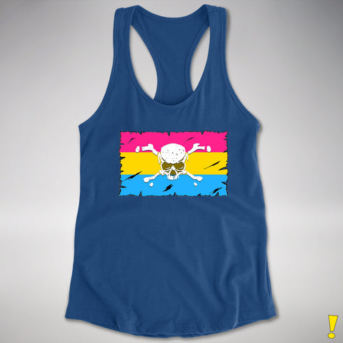 Pansexual Pride Pirate Flag Racerback Tank - Royal