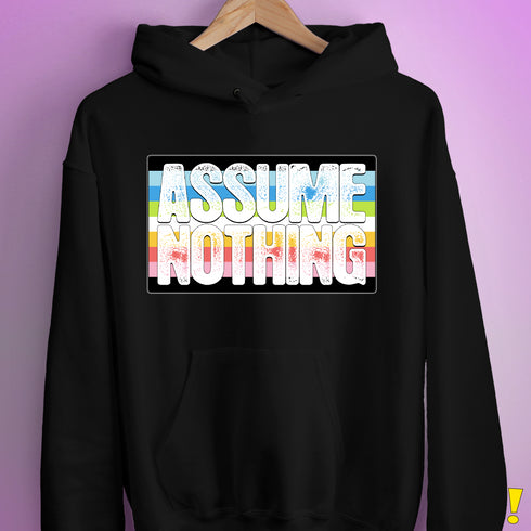 Assume Nothing Queer Pride Flag Hoodie - Black