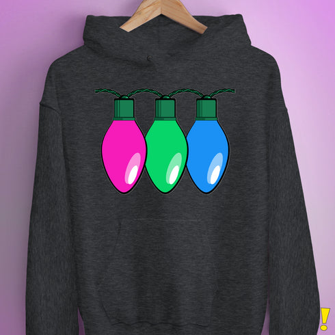 Polysexual Pride Christmas Lights Hoodie - Dark Grey Heather