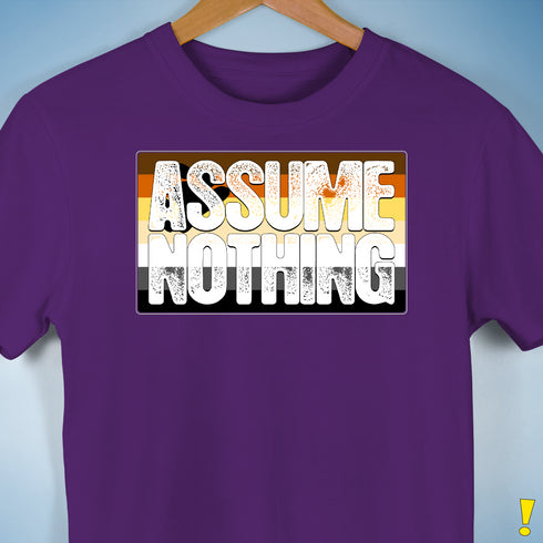 Assume Nothing Bear Pride Flag Premium Unisex T-Shirt - Purple