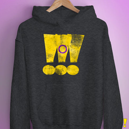 Intersex Pride Grunge Exclamation Points Hoodie - Dark Grey Heather
