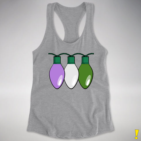 Genderqueer Pride Christmas Lights Racerback Tank - Heather Grey