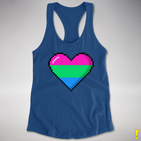 Polysexual Pride 8-Bit Pixel Heart Racerback Tank - Royal