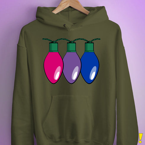 Bisexual Pride Christmas Lights Hoodie - Army