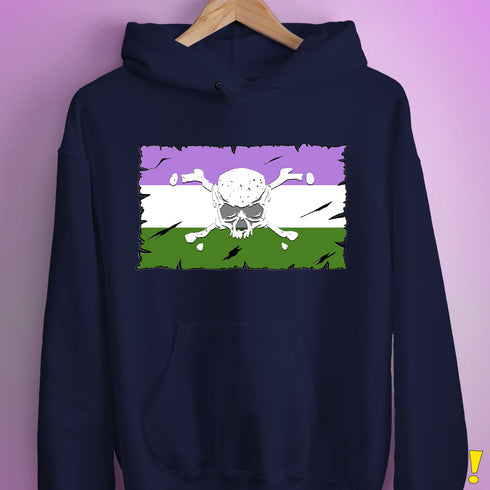Genderqueer Pride Pirate Flag Hoodie - Navy
