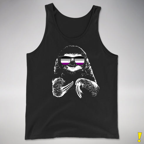 Pride Sloth Asexual Flag Sunglasses Premium Tank Top - Black