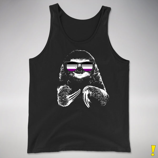 Pride Sloth Asexual Flag Sunglasses Premium Tank Top - Black