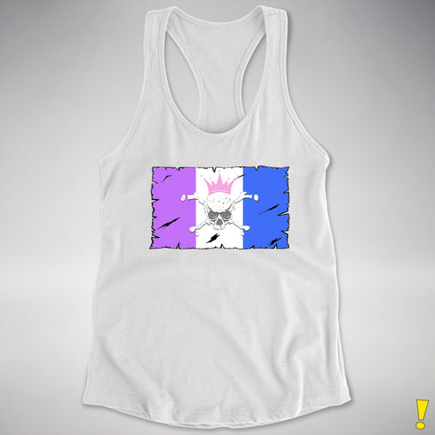 Drag Pride Pirate Flag Racerback Tank - White