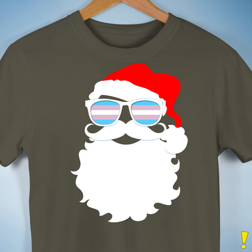 Santa’s Transgender Pride Flag Shades Premium Unisex T-Shirt - Army