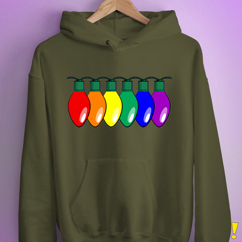 LGBTQ Pride Christmas Lights Hoodie - Army