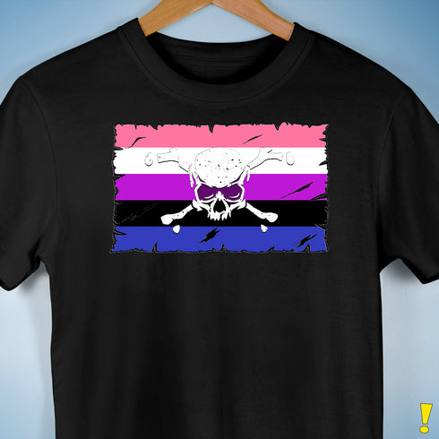 Genderfluid Pride Pirate Flag Premium Unisex T-Shirt - Black