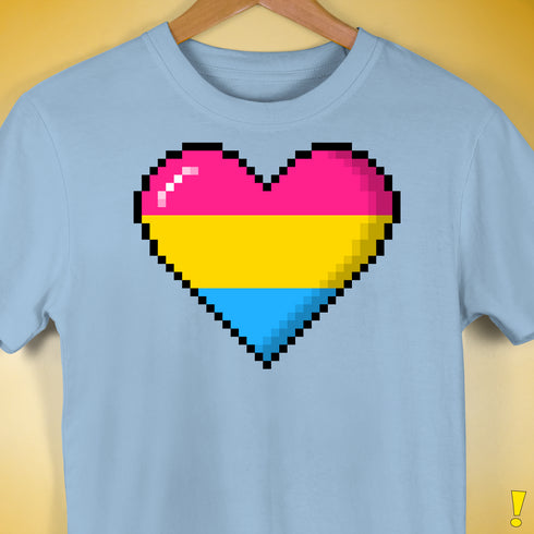 Pansexual Pride 8-Bit Pixel Heart Premium Unisex T-Shirt - Baby Blue
