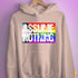 Assume Nothing LGBTQ Progress Pride Flag Hoodie - Light Pink