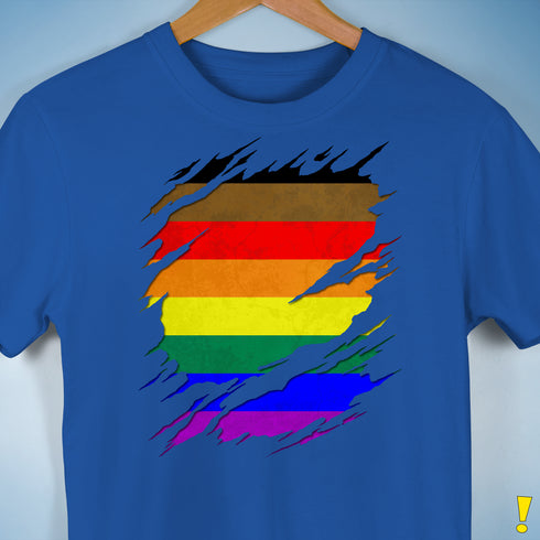 Philly LGBTQ Gay Pride Flag Ripped Reveal Premium Unisex T-Shirt - Royal Blue