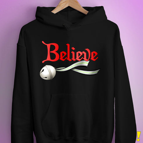 Believe Agender Pride Jingle Bell Hoodie - Black