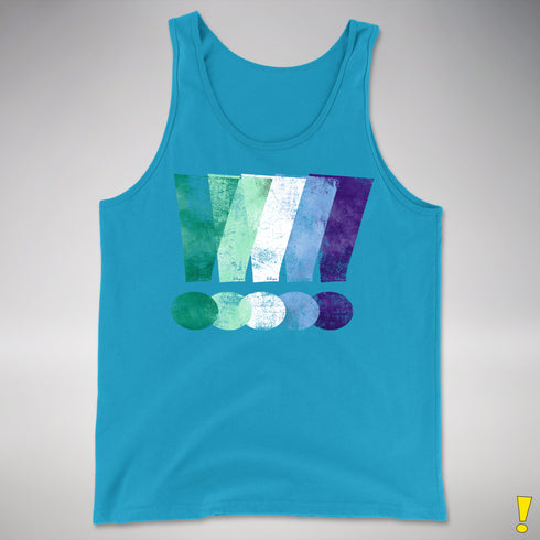 MLM Gay Pride Grunge Exclamation Points Premium Tank Top - Neon Blue