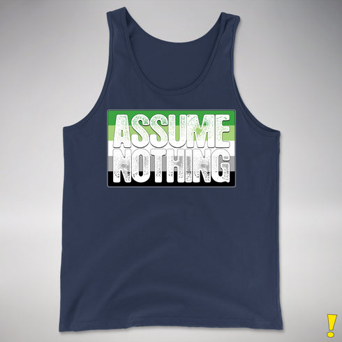Assume Nothing Aromantic Pride Flag Premium Tank Top - Navy