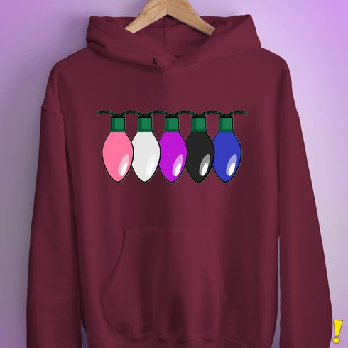 Genderfluid Pride Christmas Lights Hoodie - Maroon