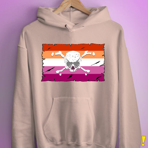 Lesbian Pride Pirate Flag Hoodie - Light Pink