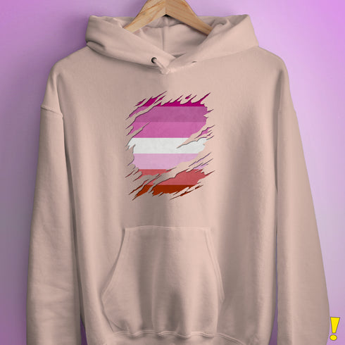 Pink Lesbian Ripped Reveal Hoodie - Light Pink