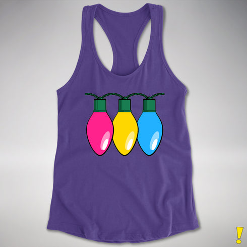 Pansexual Pride Christmas Lights Racerback Tank - Purple