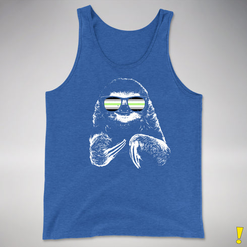 Pride Sloth Agender Flag Sunglasses Premium Tank Top - Royal Blue Triblend
