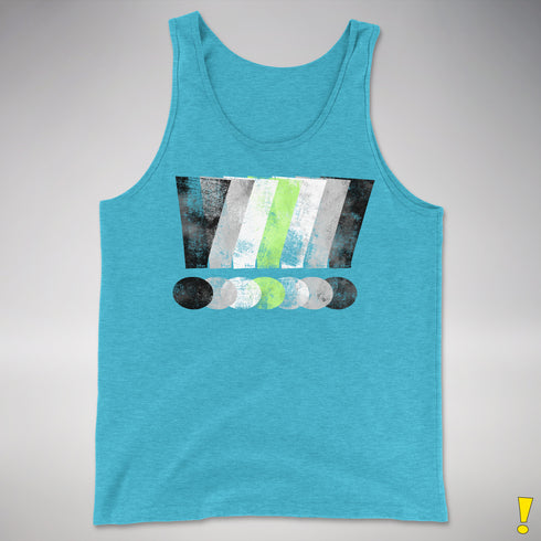 Agender Pride Grunge Exclamation Points Premium Tank Top - Aqua Triblend