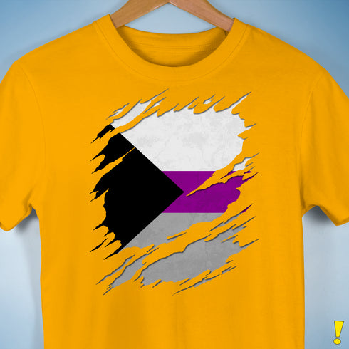 Demisexual Pride Flag Ripped Reveal Premium Unisex T-Shirt - Gold