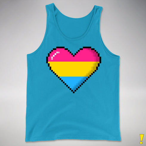 Pansexual Pride 8-Bit Pixel Heart Premium Tank Top - Neon Blue