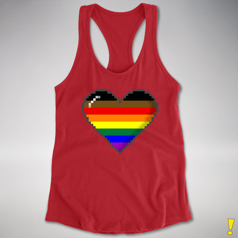 Philly LGBTQ Pride 8-Bit Pixel Heart Racerback Tank - Red