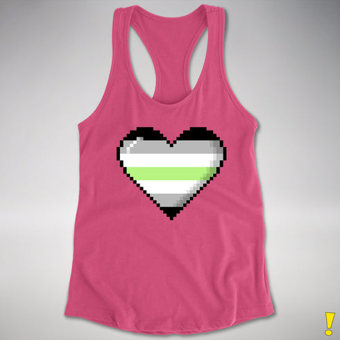 Agender Pride 8-Bit Pixel Heart Racerback Tank - Hot Pink