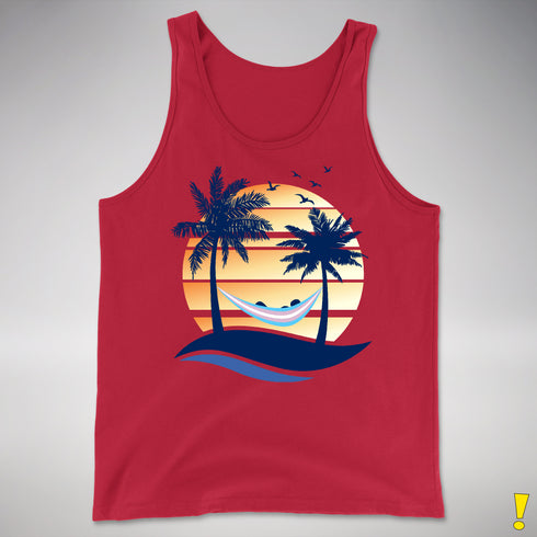 Transgender Pride Hammock Summer Beach Sunset Premium Tank Top - Red