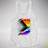 LGBTQ Progress Pride Flag Ripped Reveal Racerback Tank - White