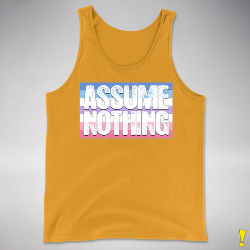 Assume Nothing Bigender Pride Flag Premium Tank Top - Gold