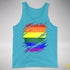 LGBTQ Pride Flag Ripped Reveal Premium Tank Top - Aqua Triblend