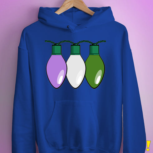 Genderqueer Pride Christmas Lights Hoodie - Royal Blue