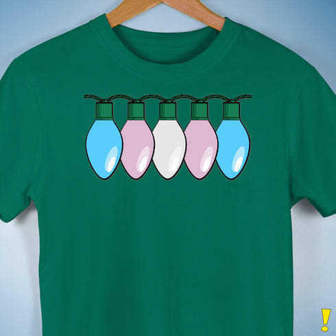 Transgender Pride Flag Christmas Lights Premium Unisex T-Shirt - Kelly Green